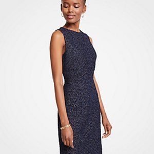 Ann Taylor Tweed Navy Blue Sleeveless Dress